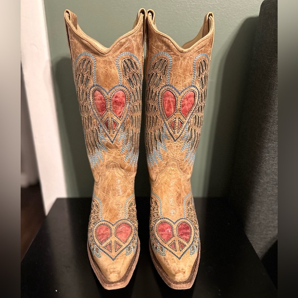CORRAL HEART ANGEL WING COWGIRL BOOTS - SNIP TOE Women’s 8 - Picture 1 of 9